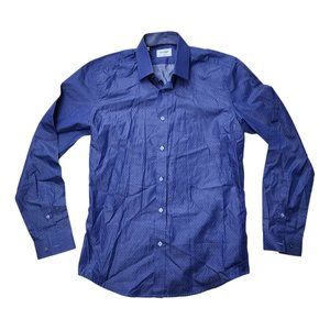 Duchamp London NWT Blue Purple Dot Longsleeve Tailored Fit Shirt 39 15 1/2